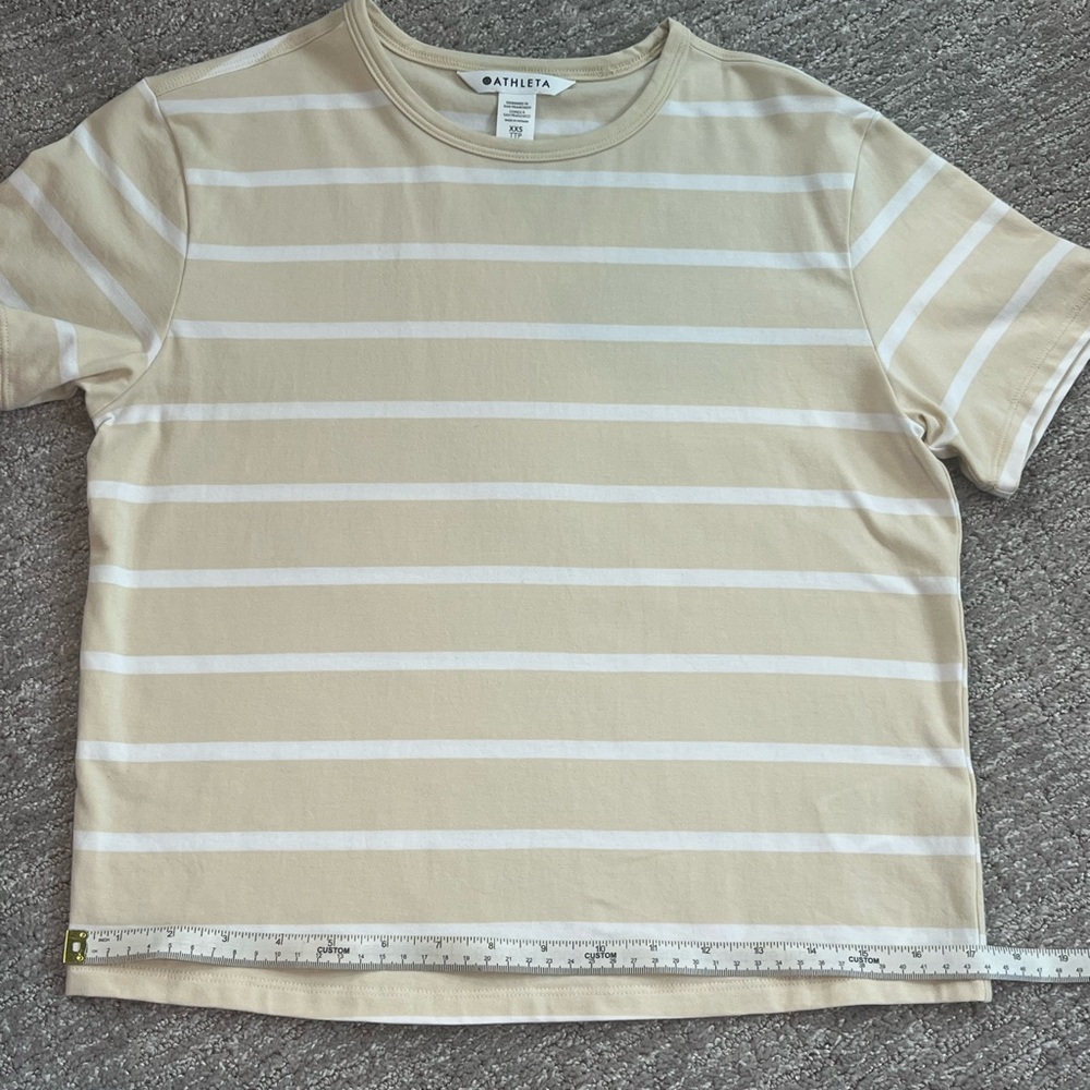Athleta Winona Dune Striped Short  Sleeve Essential Tee Sz XXS - Picture 5 of 9